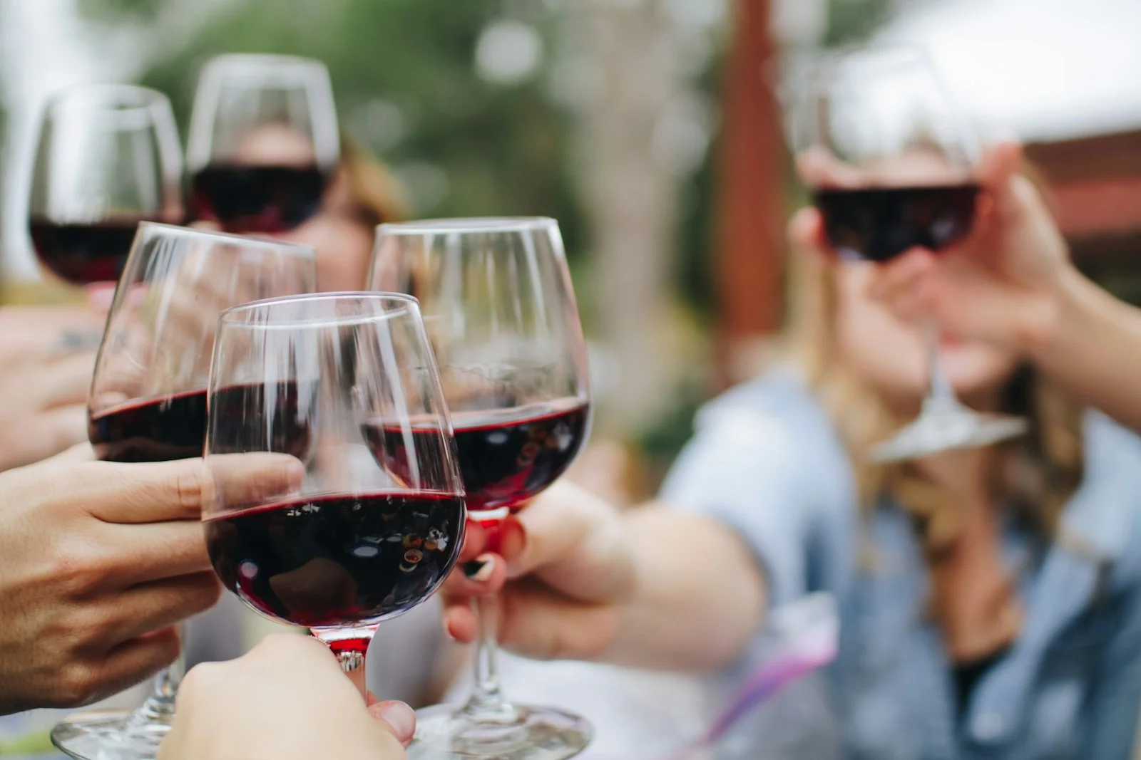 Red wine shared among friends